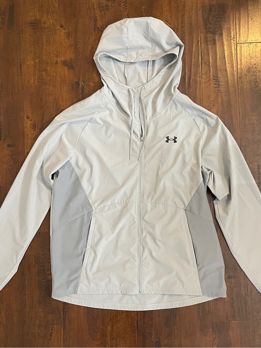 Under Armour Light Gray and Gray Hooded Windbreaker Jacket